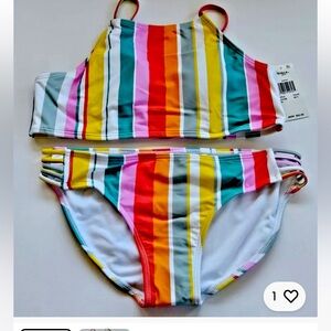 Raisins Girls 14 2 pc Kaori Rainbow Stripe Bikinii
